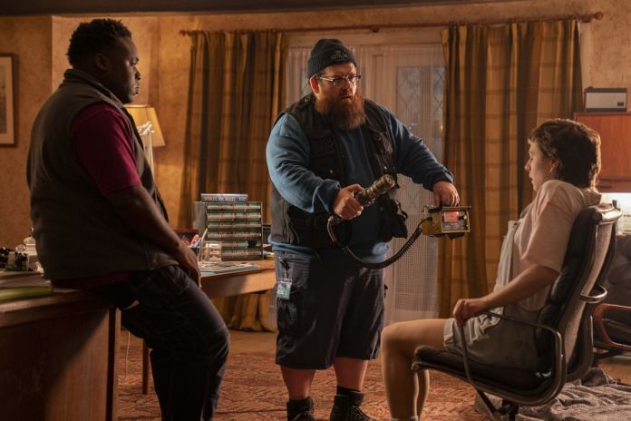 Samson Kayo as Elton, Nick Frost as Gus Roberts, Emma D'Arcy as Astrid Truth Seekers